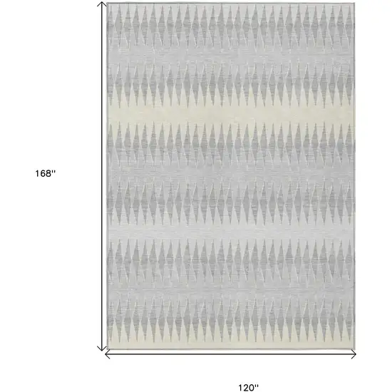 Silver Gray And Ivory Striped Washable Indoor Outdoor Area Rug Photo 3