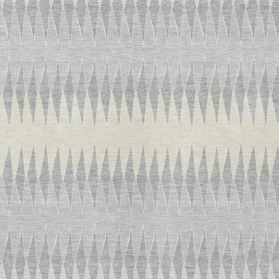 Silver Gray And Ivory Striped Washable Indoor Outdoor Area Rug Photo 6