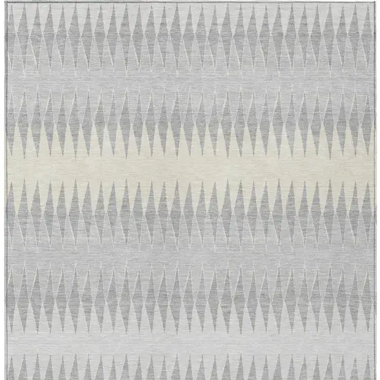 Silver Gray And Ivory Striped Washable Indoor Outdoor Area Rug Photo 7