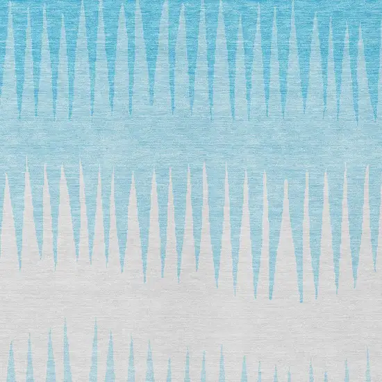 Sky Blue And Gray Striped Washable Indoor Outdoor Area Rug Photo 6