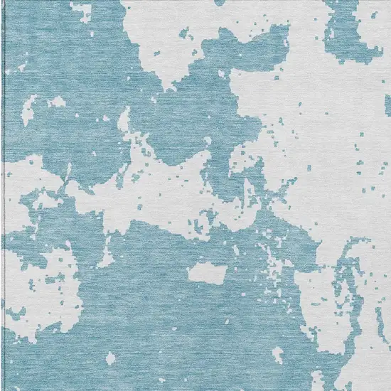 Sky Blue And Ivory Abstract Washable Indoor Outdoor Area Rug Photo 6