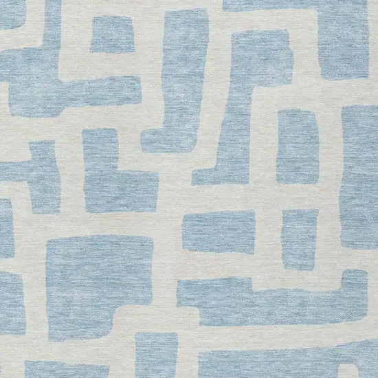 Sky Blue And Ivory Abstract Washable Indoor Outdoor Area Rug Photo 6