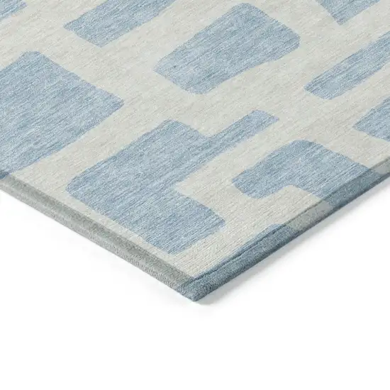 Sky Blue And Ivory Abstract Washable Indoor Outdoor Area Rug Photo 5