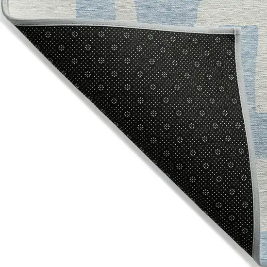 Sky Blue And Ivory Abstract Washable Indoor Outdoor Area Rug Photo 4