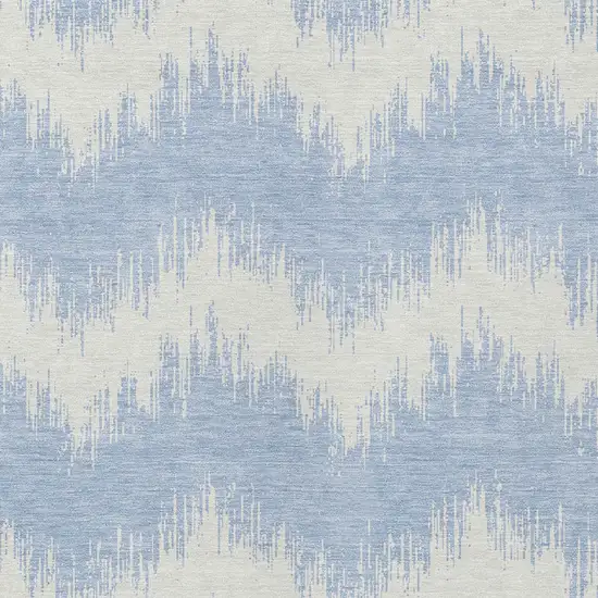 Sky Blue And Ivory Chevron Washable Indoor Outdoor Area Rug Photo 5