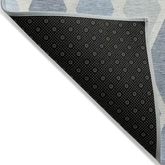 Sky Blue And Ivory Geometric Washable Indoor Outdoor Area Rug Photo 4