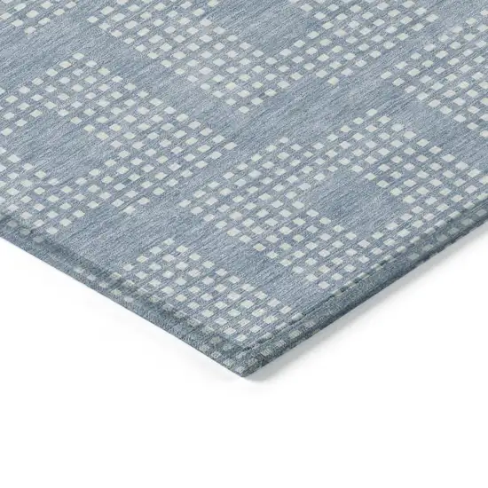 Sky Blue And Ivory Geometric Washable Indoor Outdoor Area Rug Photo 5