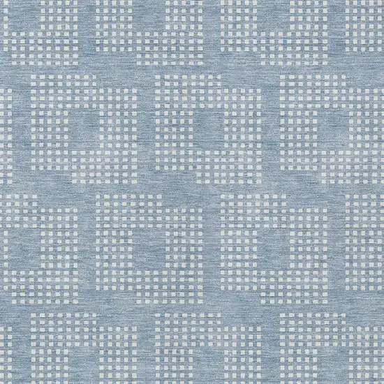 Sky Blue And Ivory Geometric Washable Indoor Outdoor Area Rug Photo 6