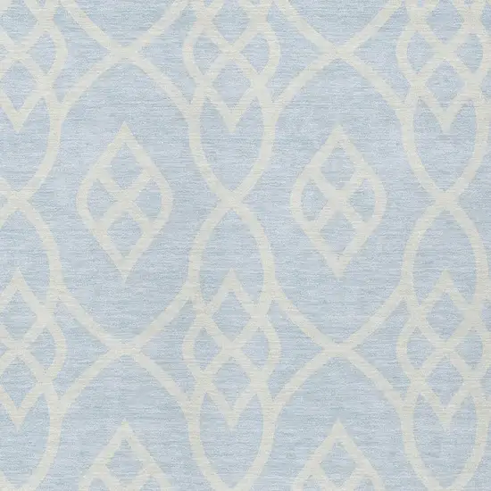 Sky Blue And Ivory Trellis Washable Indoor Outdoor Area Rug Photo 6