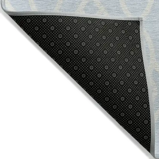 Sky Blue And Ivory Trellis Washable Indoor Outdoor Area Rug Photo 4