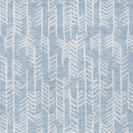 Sky Blue And Ivory Tribal Washable Indoor Outdoor Area Rug Photo 6