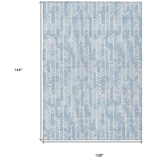 Sky Blue And Ivory Tribal Washable Indoor Outdoor Area Rug Photo 3