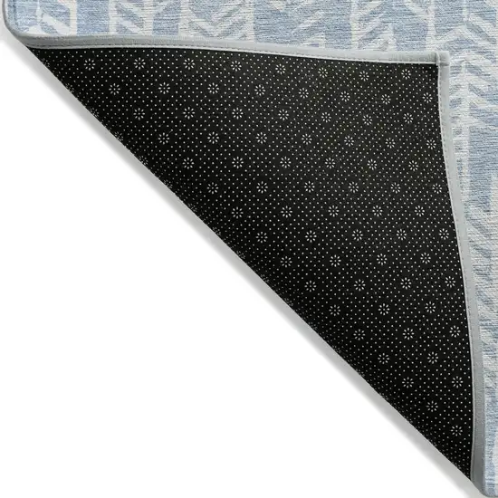 Sky Blue And Ivory Tribal Washable Indoor Outdoor Area Rug Photo 4