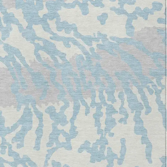 Sky Blue Gray And Ivory Animal Print Washable Indoor Outdoor Area Rug Photo 6