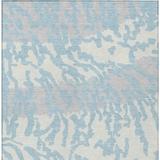 Sky Blue Gray And Ivory Animal Print Washable Indoor Outdoor Area Rug Photo 6