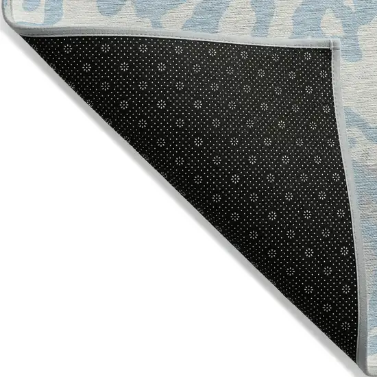 Sky Blue Gray And Ivory Animal Print Washable Indoor Outdoor Area Rug Photo 4