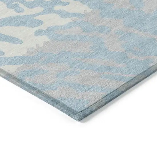 Sky Blue Gray And Ivory Animal Print Washable Indoor Outdoor Area Rug Photo 5