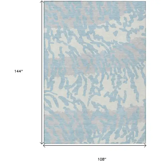 Sky Blue Gray And Ivory Animal Print Washable Indoor Outdoor Area Rug Photo 3