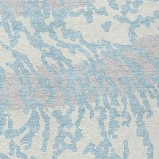 Sky Blue Gray And Ivory Animal Print Washable Indoor Outdoor Area Rug Photo 6