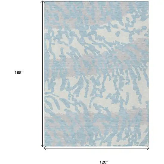Sky Blue Gray And Ivory Animal Print Washable Indoor Outdoor Area Rug Photo 3