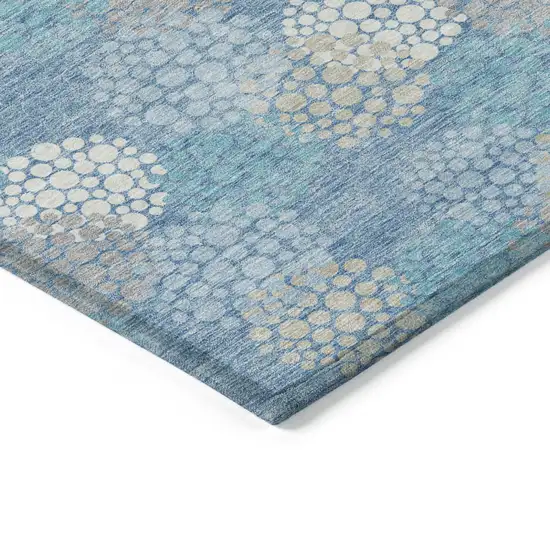 Sky Blue Gray And Ivory Polka Dot Washable Indoor Outdoor Area Rug Photo 3