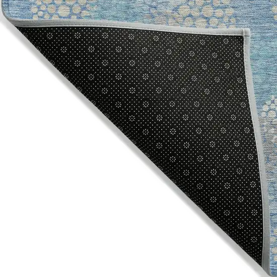 Sky Blue Gray And Ivory Polka Dot Washable Indoor Outdoor Area Rug Photo 2