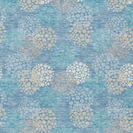 Sky Blue Gray And Ivory Polka Dot Washable Indoor Outdoor Area Rug Photo 7