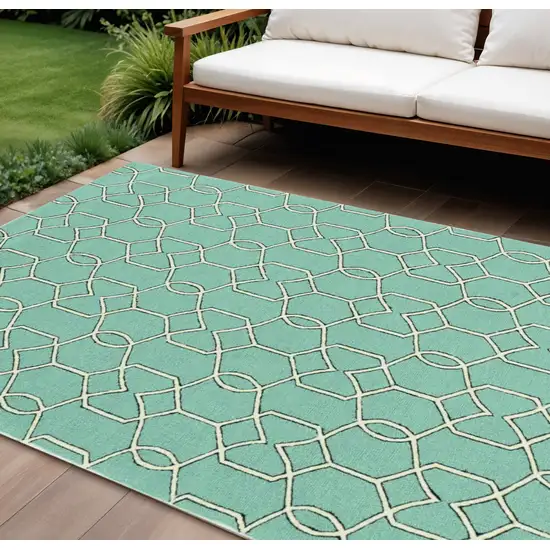 Green Moroccan Indoor Outdoor Area Rug Photo 1