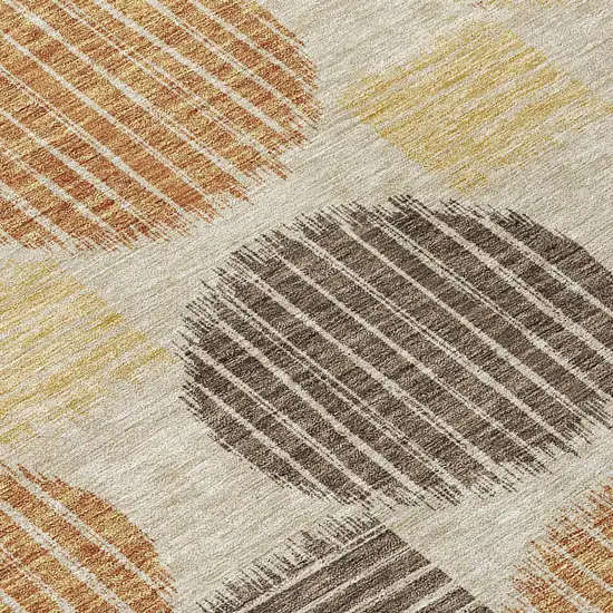Tan Brown And Beige Geometric Washable Indoor Outdoor Area Rug Photo 6