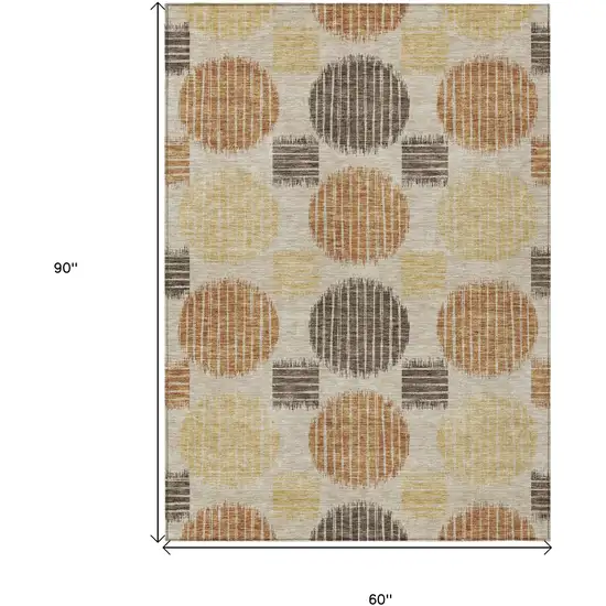 Tan Brown And Beige Geometric Washable Indoor Outdoor Area Rug Photo 3
