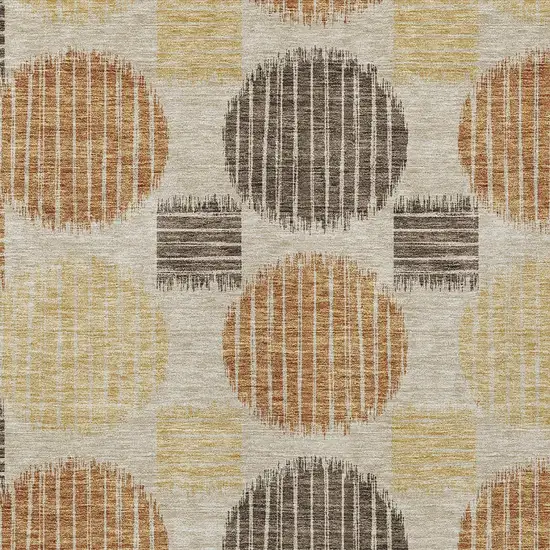 Tan Brown And Beige Geometric Washable Indoor Outdoor Area Rug Photo 5