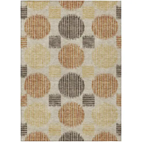 Tan Brown And Beige Geometric Washable Indoor Outdoor Area Rug Photo 2