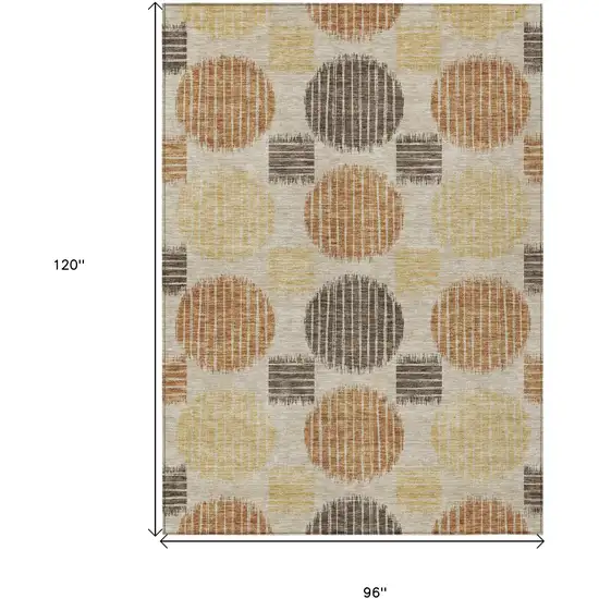 Tan Brown And Beige Geometric Washable Indoor Outdoor Area Rug Photo 3