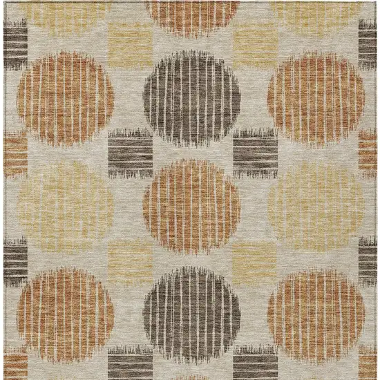 Tan Brown And Beige Geometric Washable Indoor Outdoor Area Rug Photo 7