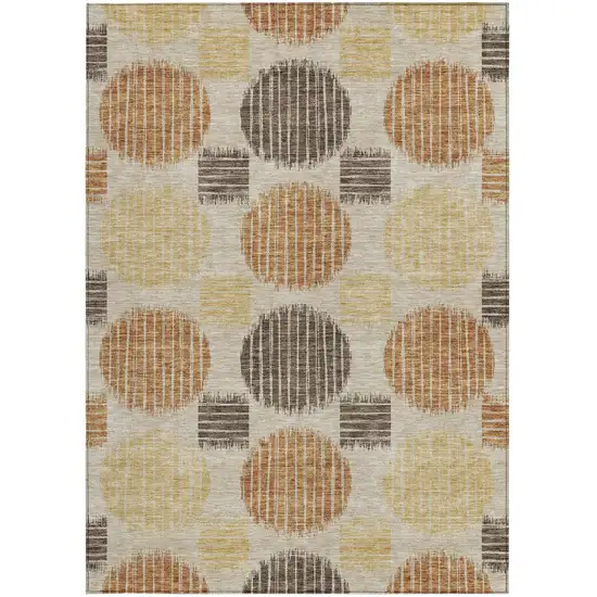 Tan Brown And Beige Geometric Washable Indoor Outdoor Area Rug Photo 7