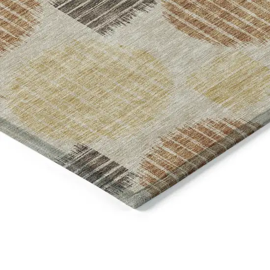 Tan Brown And Beige Geometric Washable Indoor Outdoor Area Rug Photo 4