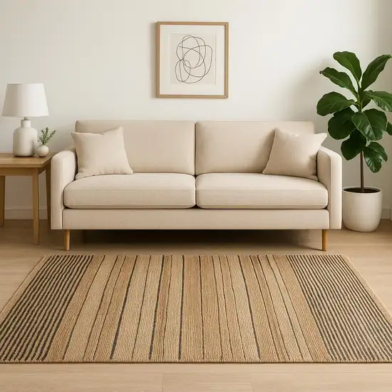 Tan And Black Jute Flatweave Handmade Area Rug Photo 1