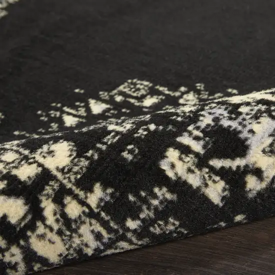 Tan and Black Medallion Distressed Non Skid Area Rug Photo 9