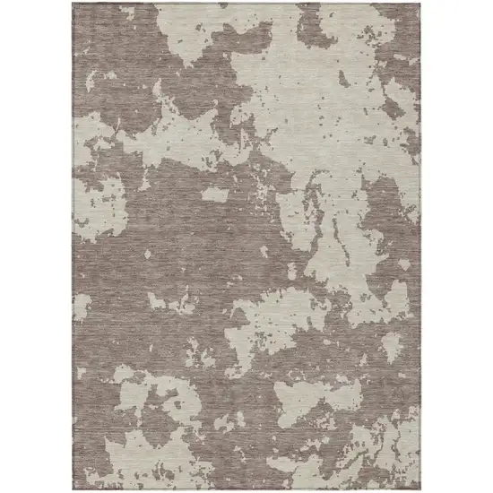 Taupe And Beige Abstract Washable Indoor Outdoor Area Rug Photo 2