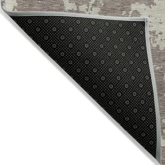 Taupe And Beige Abstract Washable Indoor Outdoor Area Rug Photo 4