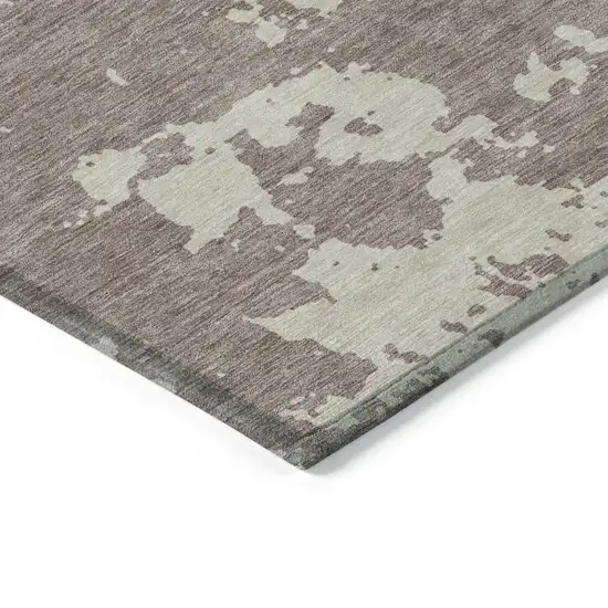 Taupe And Beige Abstract Washable Indoor Outdoor Area Rug Photo 5