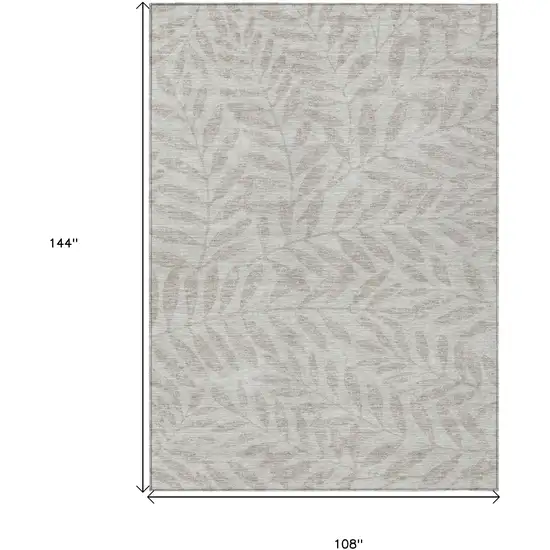 Taupe And Beige Floral Washable Indoor Outdoor Area Rug Photo 3