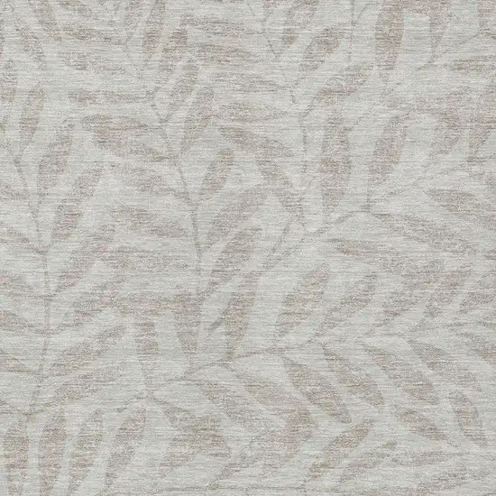 Taupe And Beige Floral Washable Indoor Outdoor Area Rug Photo 6