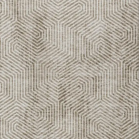 Taupe And Beige Geometric Washable Indoor Outdoor Area Rug Photo 7