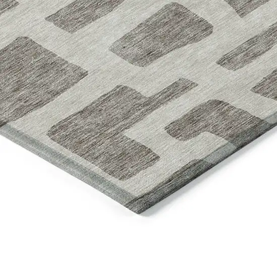 Taupe And Gray Abstract Washable Indoor Outdoor Area Rug Photo 5