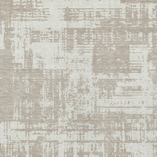 Taupe And Ivory Abstract Washable Indoor Outdoor Area Rug Photo 6