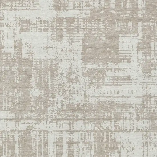 Taupe And Ivory Abstract Washable Indoor Outdoor Area Rug Photo 6