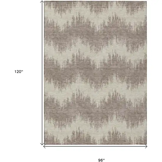 Taupe And Ivory Chevron Washable Indoor Outdoor Area Rug Photo 3