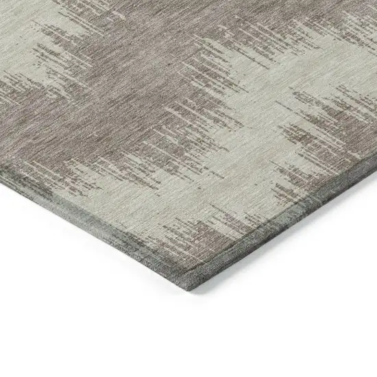 Taupe And Ivory Chevron Washable Indoor Outdoor Area Rug Photo 5