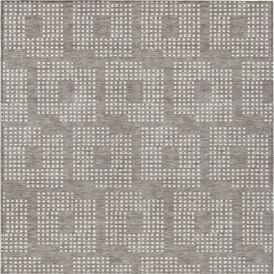 Taupe And Ivory Geometric Washable Indoor Outdoor Area Rug Photo 6